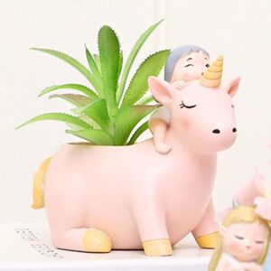 Pink Cute Unicorn with Little Girl