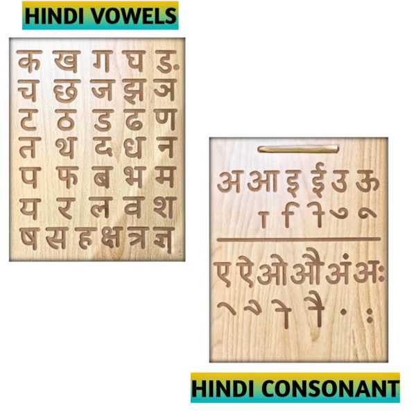 Wooden Alphabet Tracing Board for Kids – Reversible Hindi Varnmala - Image 7