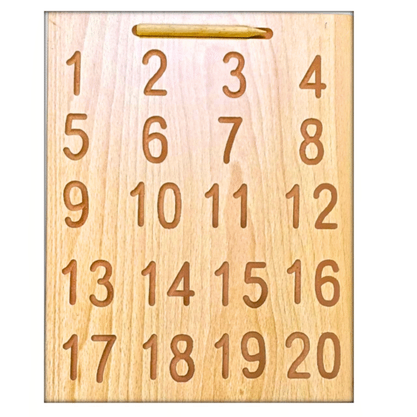 Wooden Alphabet Tracing Board for Kids – Reversible, Educational, Non-Toxic (Number & Roman Counting 1-20) - Image 7