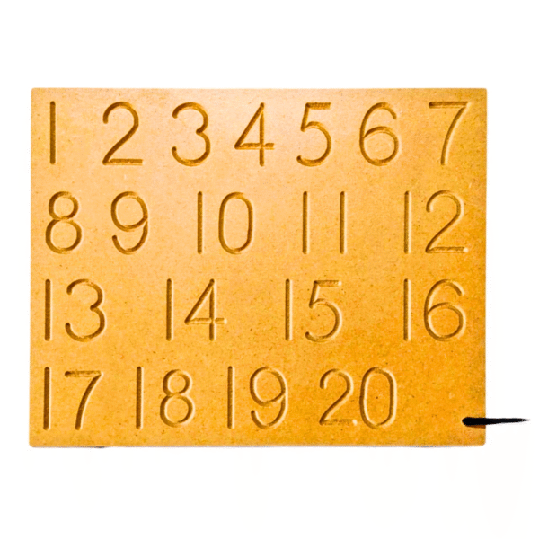 Wooden Tracing Board for Numbers 1-20 with Dummy Pencil – Educational Writing Toy for Kids (Made in India)