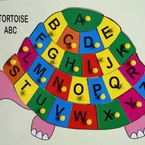 ABC Tortoise Wooden Puzzle Board with Knobs – Alphabet Learning Toy for Toddlers (2+ Years, Made in India)