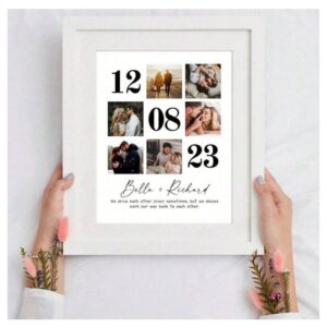 Personalized Couple Photo Frame with Special Date & Names | Romantic Anniversary Gift | Custom Love Collage for Husband, Wife, Girlfriend, Boyfriend